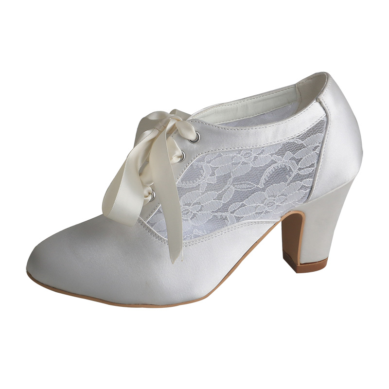 Ribbon Tie Heel - Botas de noiva com salto bloco
