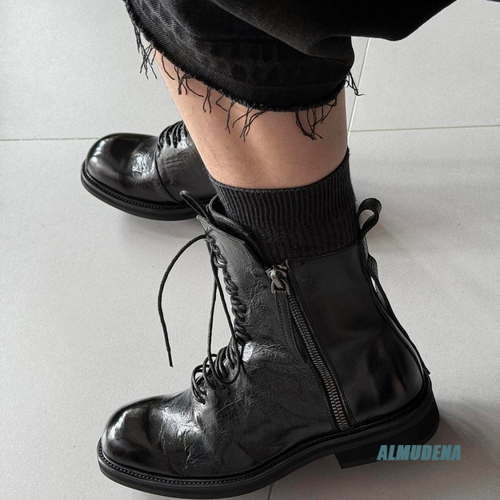 Block Heel Ankle Boots - Botas de cano alto masculinas estilo