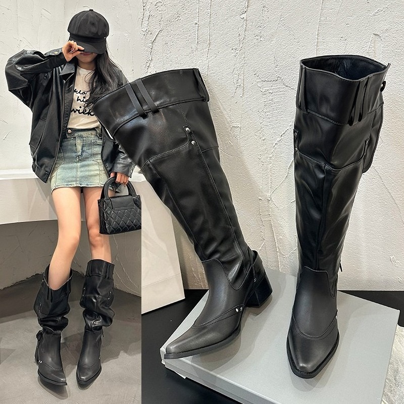 Block Heel Ankle Boots - Botas individuais enroladas para mulheres primavera