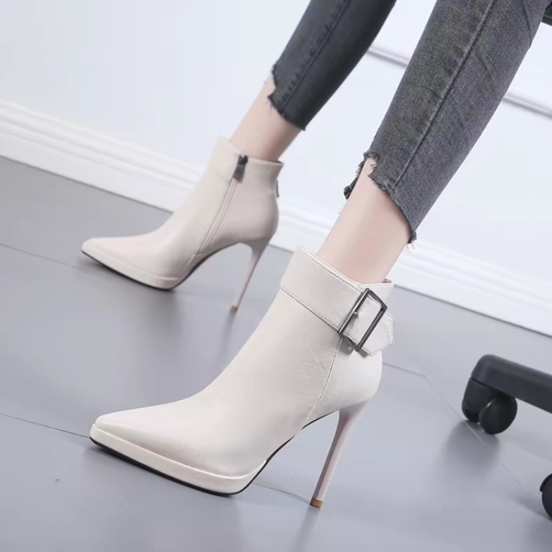 Block Heel Ankle Boots - Nova Bota de Salto Alto Pontudo