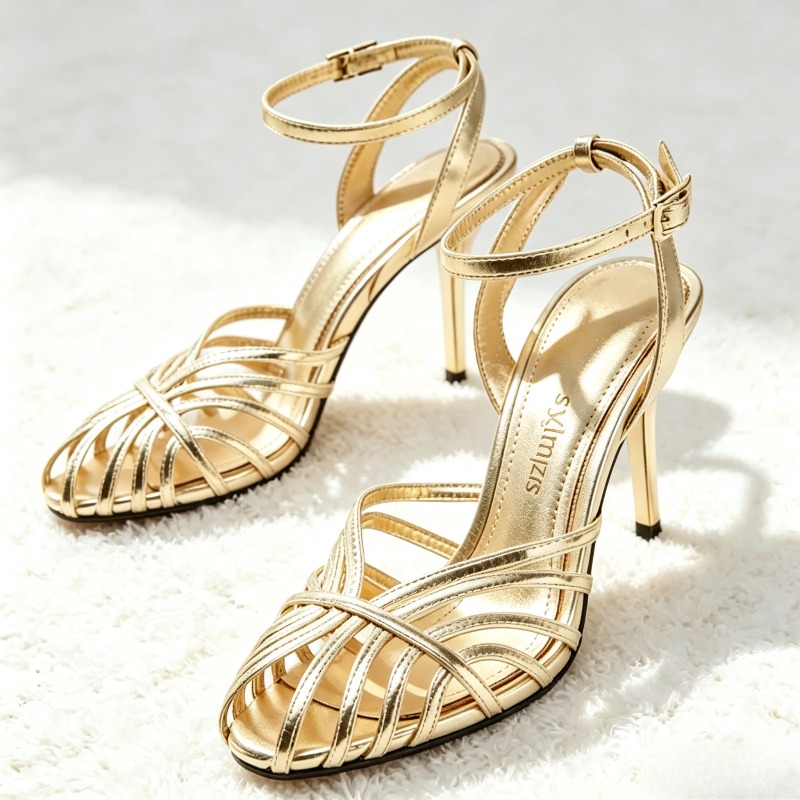 Women Shoes Model - Sexy ouro oco banda estreita sandália