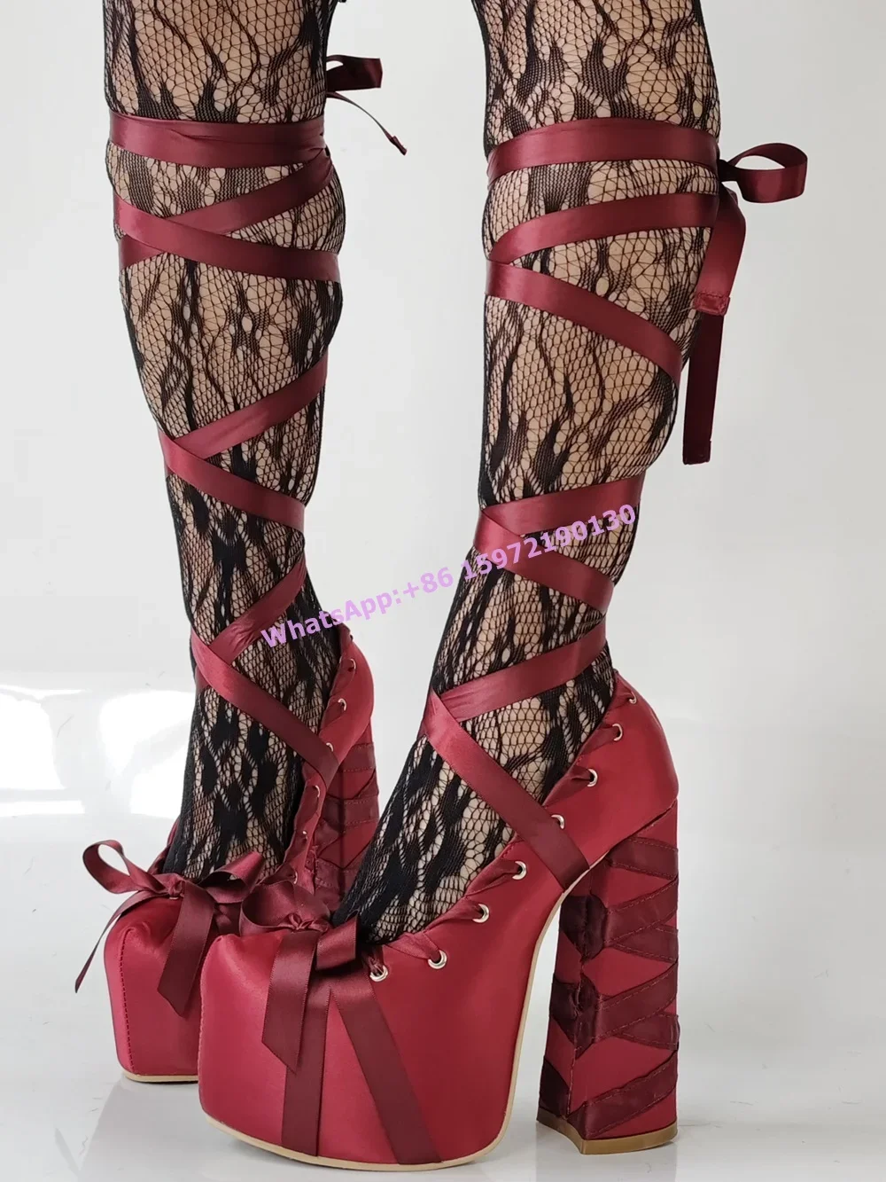 Bombas de plataforma de fita d - Ribbon Tie Heel avaliação e preço