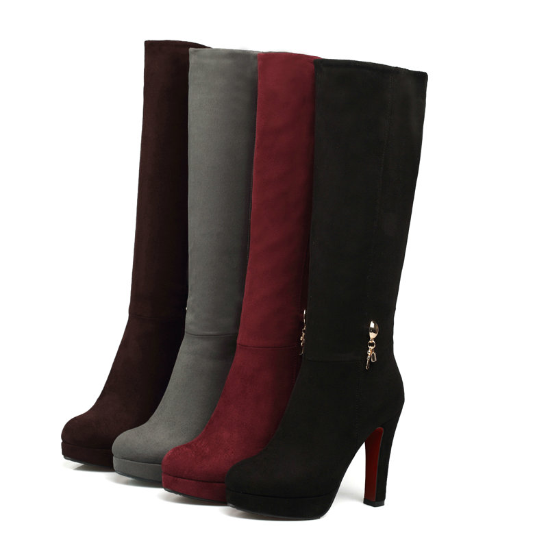 Camurça falsa couro nubuck bor - Block Heel Ankle Boots avaliação e preço