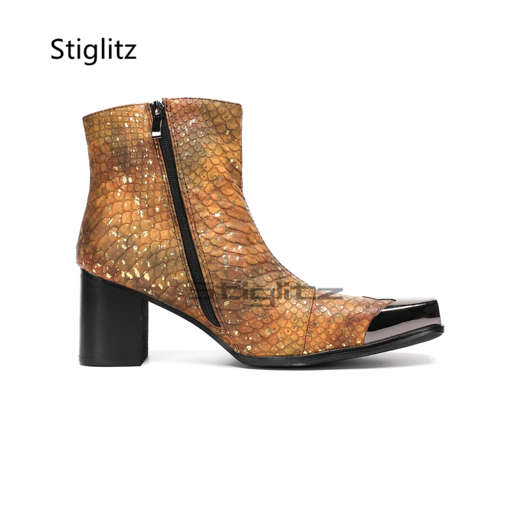 Botas de cano curto com estamp - Block Heel Ankle Boots avaliação e preço