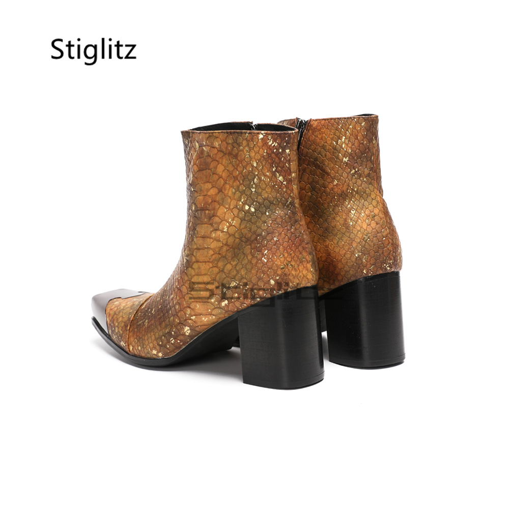 Botas de cano curto com estamp - Block Heel Ankle Boots avaliação e preço