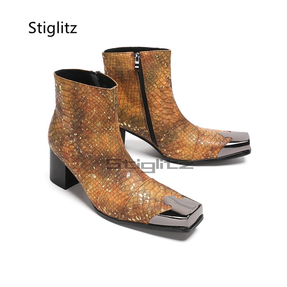 Botas de cano curto com estamp - Block Heel Ankle Boots avaliação e preço