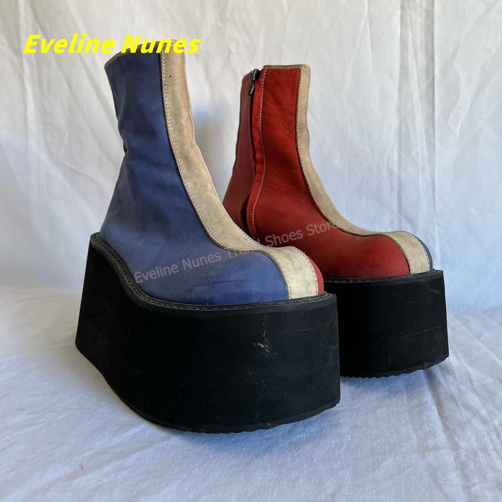 Botas de Plataforma Y2K Vermel - Block Heel Ankle Boots avaliação e preço
