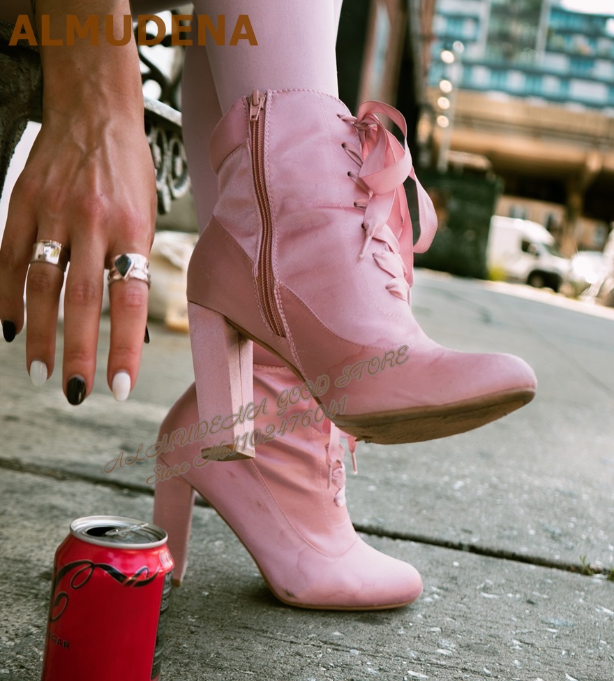 Almudena botas de tornozelo de - Ribbon Tie Heel avaliação e preço