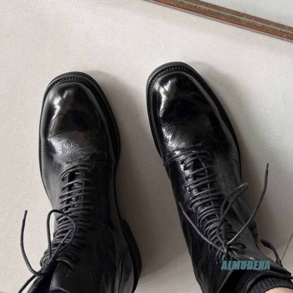 Botas de cano alto masculinas  - Block Heel Ankle Boots avaliação e preço
