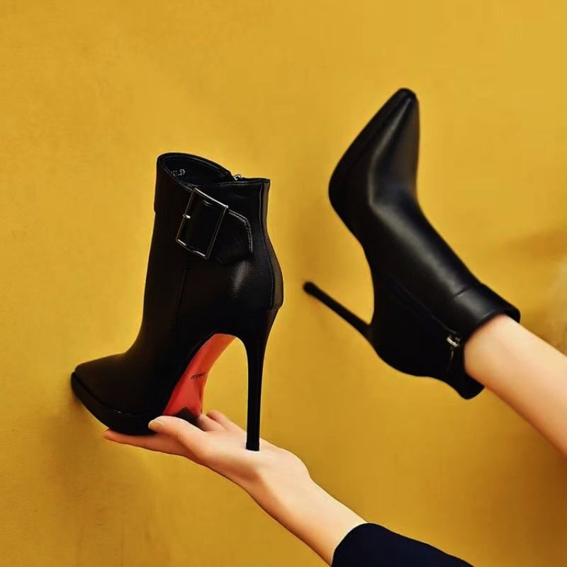 Nova Bota de Salto Alto Pontud - Block Heel Ankle Boots avaliação e preço