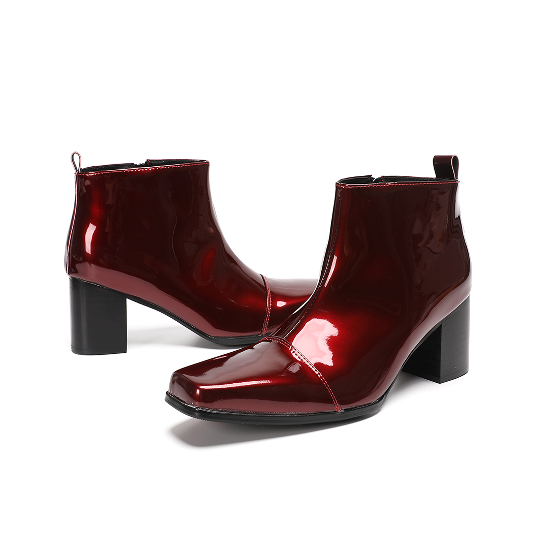 Botas de cano curto masculinas - Block Heel Ankle Boots avaliação e preço