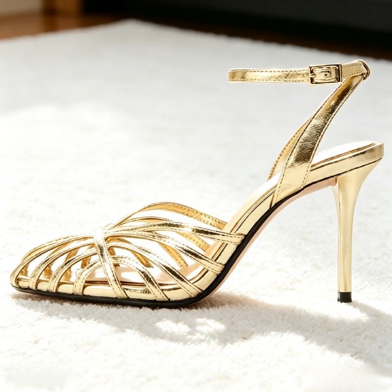 Sexy ouro oco banda estreita s - Women Shoes Model avaliação e preço